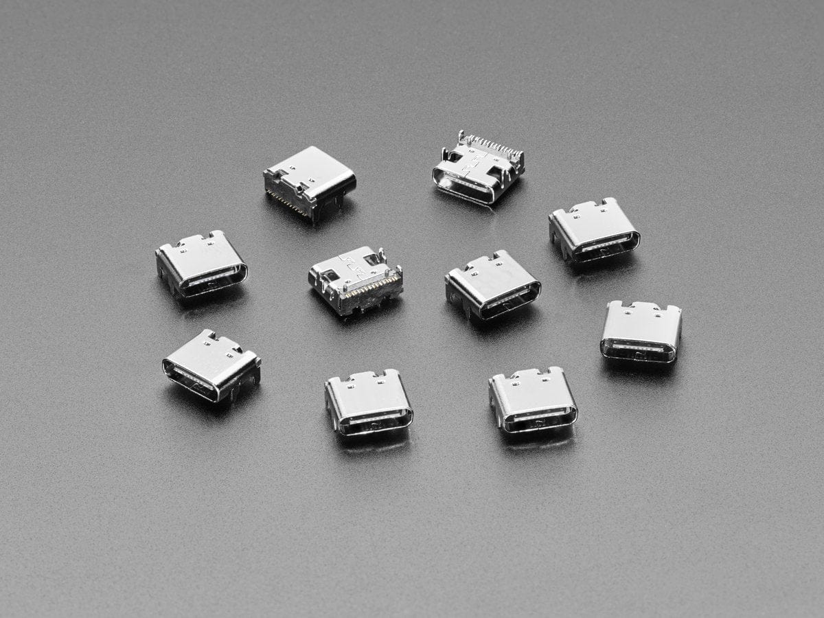 USB Type C SMT / THM Jack Connector - Pack of 10 by The Pi Hut - The Pi Hut