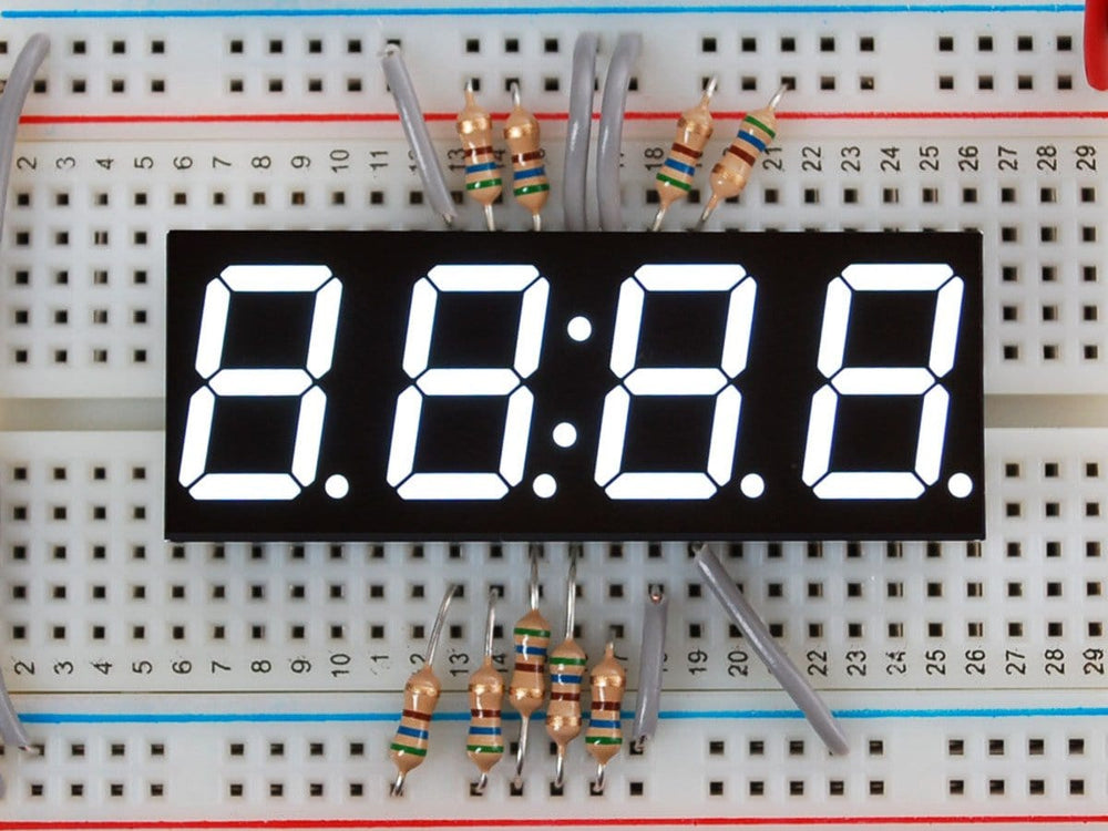 White 7-segment clock display - 0.56" digit height by The Pi Hut - The Pi Hut