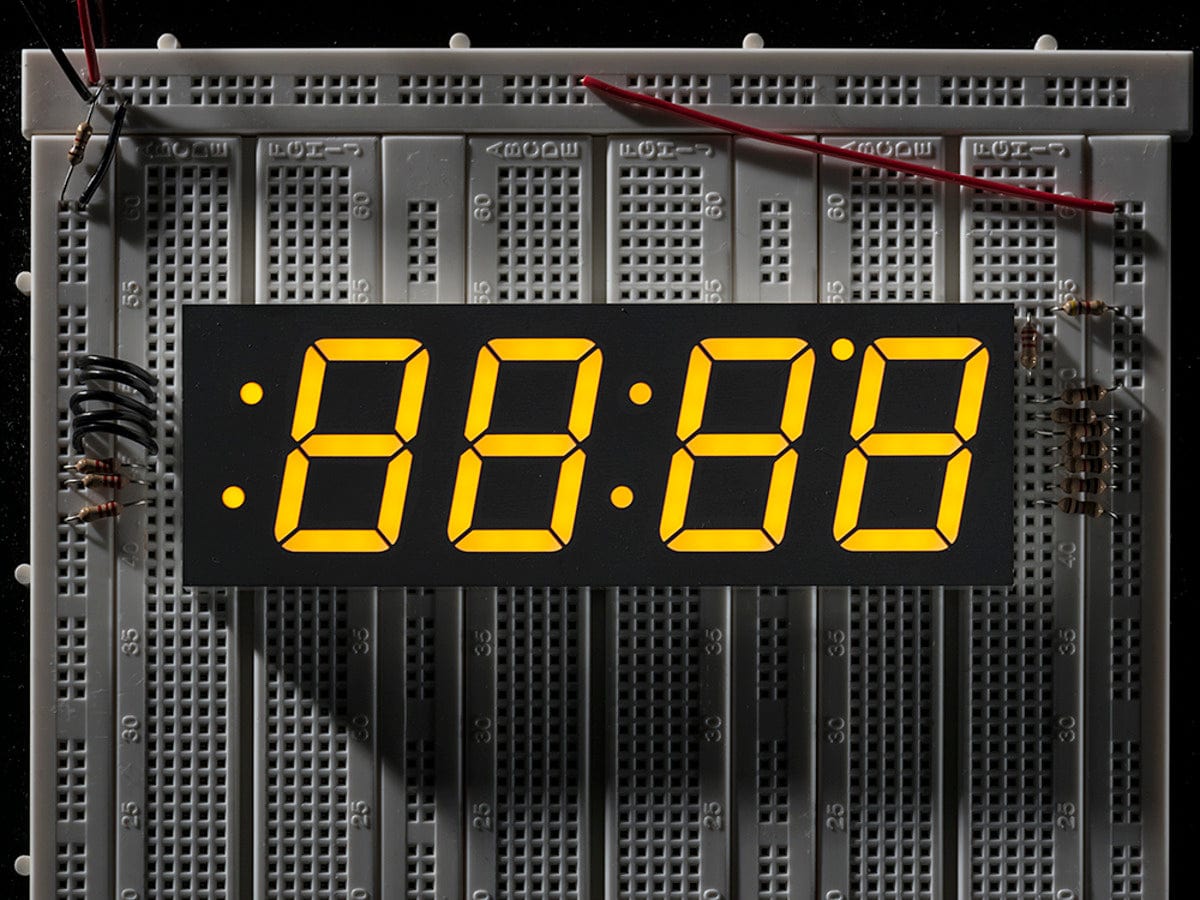 Yellow 7-segment clock display - 1.2" digit height by The Pi Hut - The Pi Hut