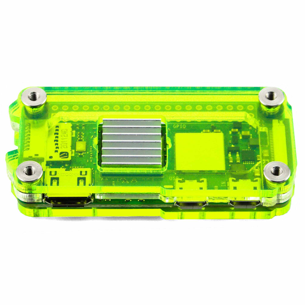 Zebra Zero Heatsink Raspberry Pi Zero 2 Case - Lazer Lime - The Pi Hut