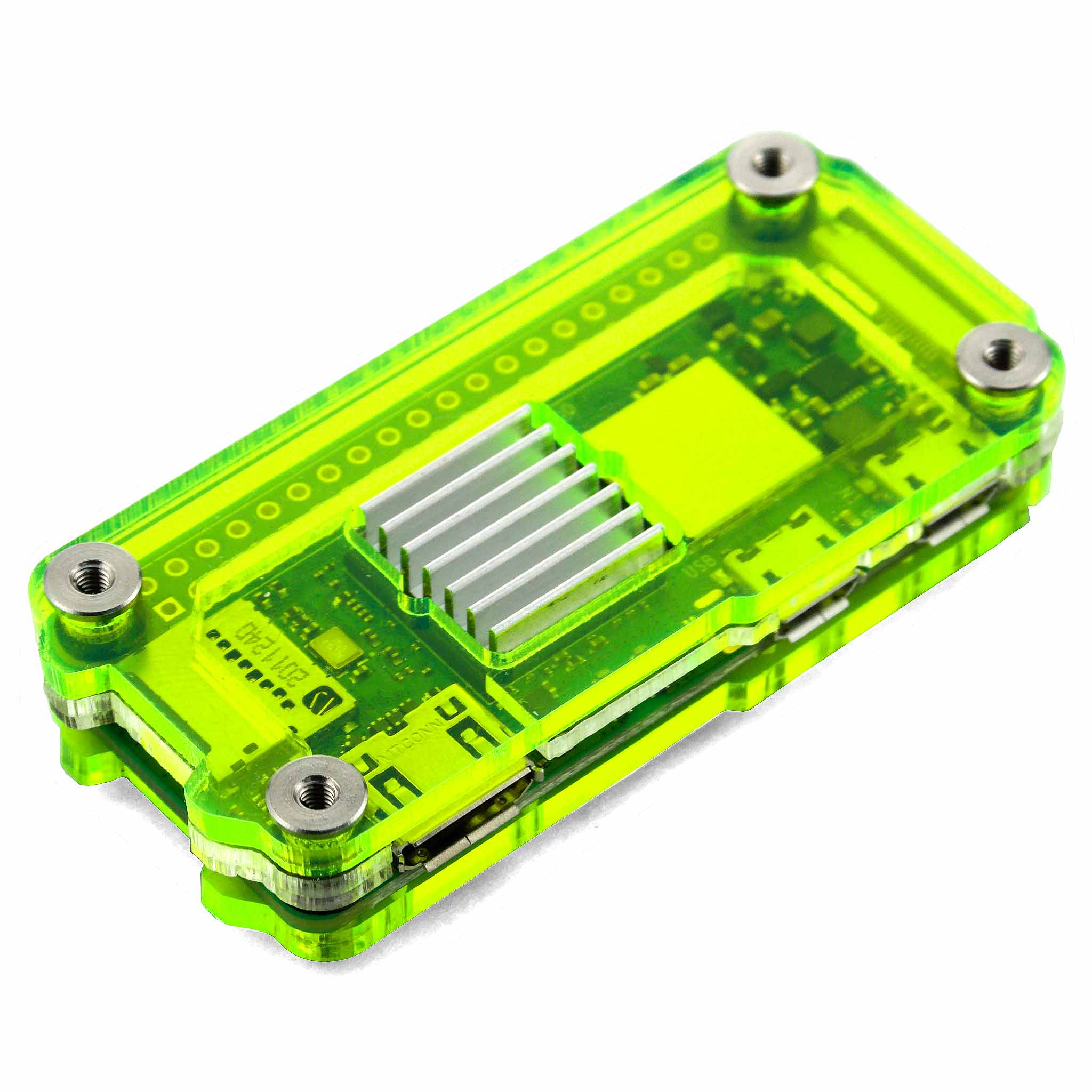Zebra Zero Heatsink Raspberry Pi Zero 2 Case - Lazer Lime by C4 Labs - The Pi Hut