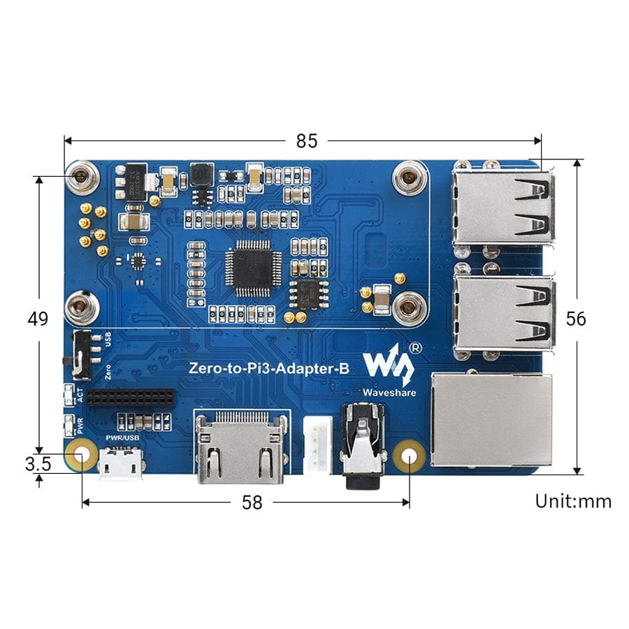 Zero 2 to 3B Adapter (B) by Waveshare - The Pi Hut
