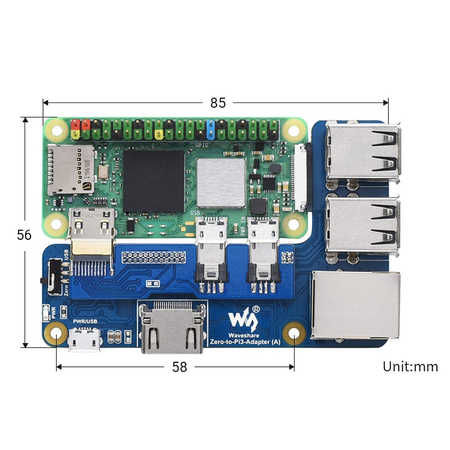 Zero to 3B Adapter (A) by Waveshare - The Pi Hut