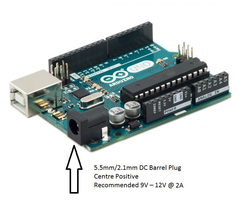 What is the recommended input voltage for Arduino Uno?