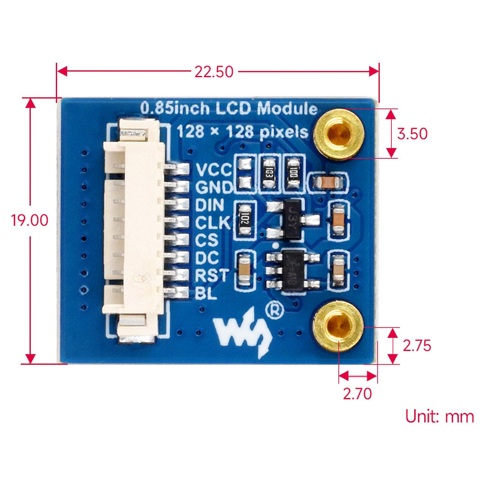 0.85" IPS LCD Display Module (128 x 128) - The Pi Hut