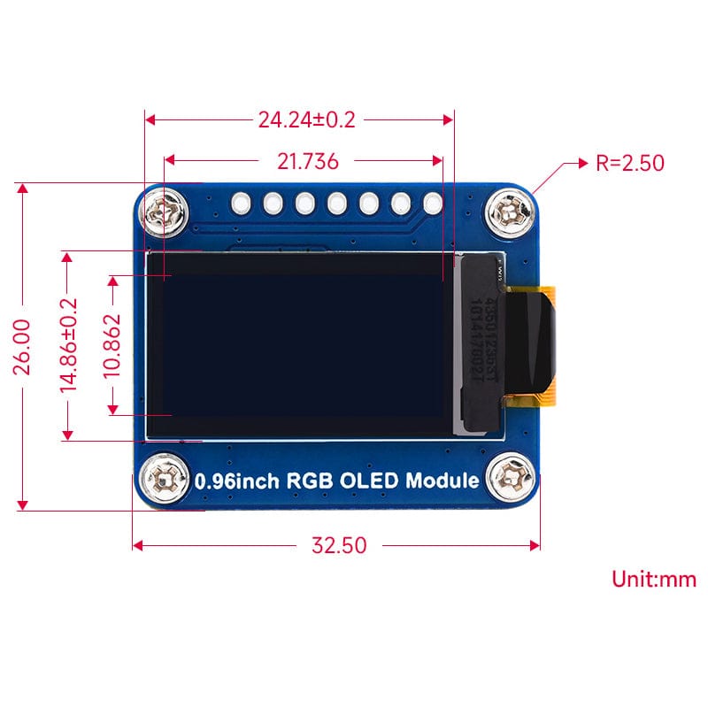 0.96" RGB OLED Display Module (64 x 128) - The Pi Hut