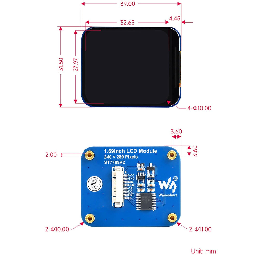 1.69" LCD Display Module (240x280) - The Pi Hut