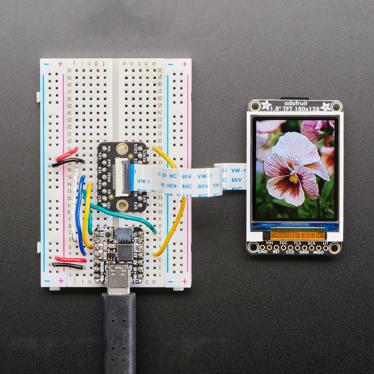 1.8" Colour TFT LCD display with MicroSD Card Breakout (ST7735R) by Adafruit - The Pi Hut