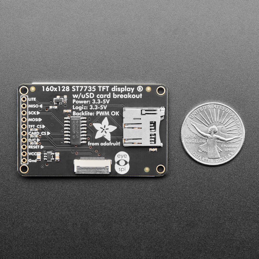 1.8" Colour TFT LCD display with MicroSD Card Breakout (ST7735R) by Adafruit - The Pi Hut
