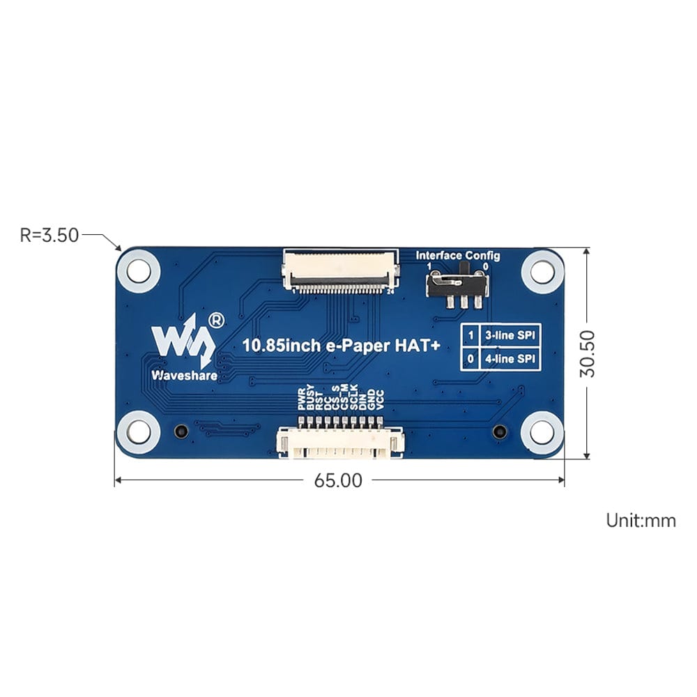 10.85" e-Paper Display (G) with HAT for Raspberry Pi by Waveshare - The Pi Hut