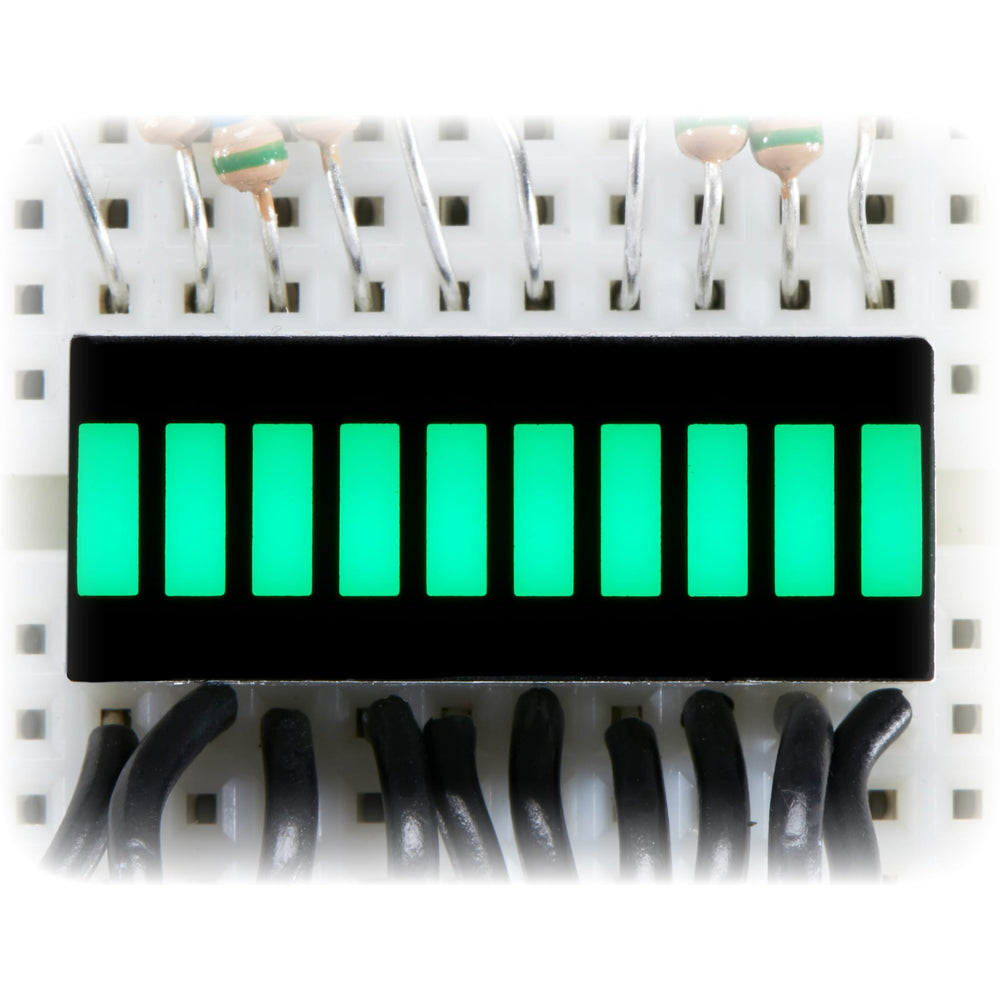 10 Segment Light Bar Graph LED Display - Pure Green (KWL-R1025PGB) by Adafruit - The Pi Hut