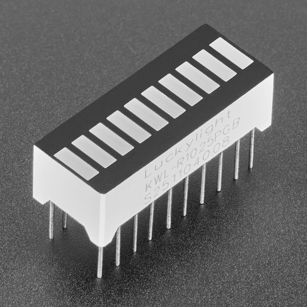 10 Segment Light Bar Graph LED Display - Pure Green (KWL-R1025PGB) by Adafruit - The Pi Hut