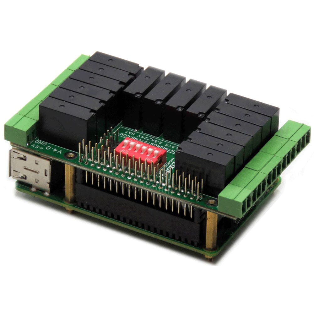 16 Relays 2A/24V 8-Layer Stackable HAT for Raspberry Pi - The Pi Hut