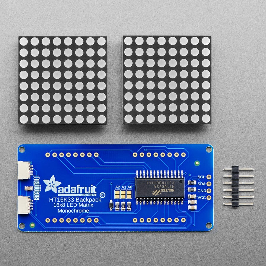 16 x 8 1.2" LED Matrix + Backpack-Ultra Bright Round Orange LEDs - The Pi Hut