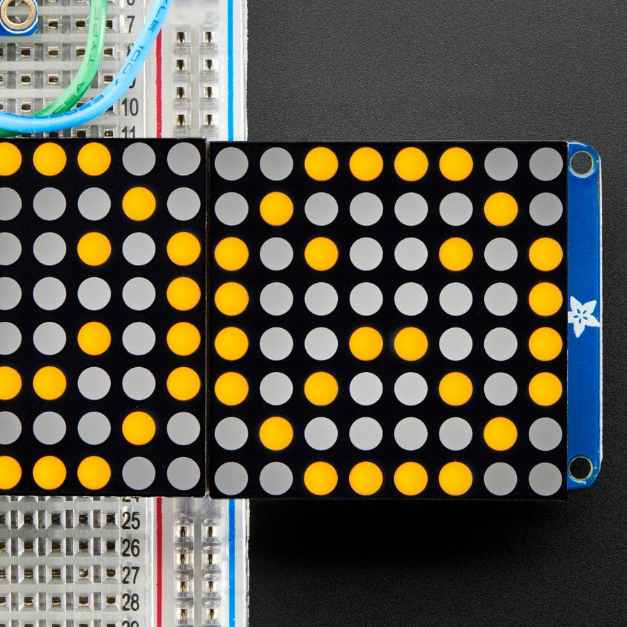 16 x 8 1.2" LED Matrix + Backpack-Ultra Bright Round Orange LEDs - The Pi Hut