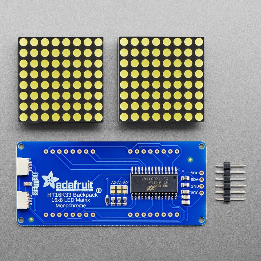 16 x 8 1.2" LED Matrix + Backpack - Ultra Bright Round White LEDs