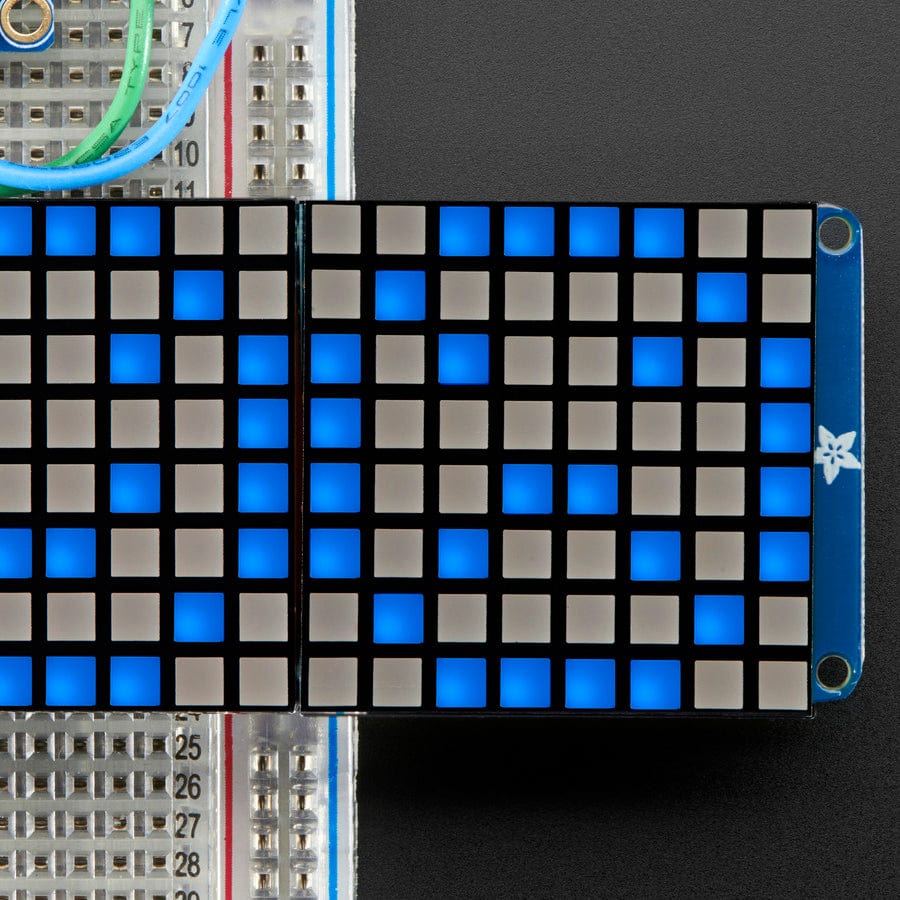 16 x 8 1.2" LED Matrix + Backpack - Ultra Bright Square Blue LEDs - The Pi Hut