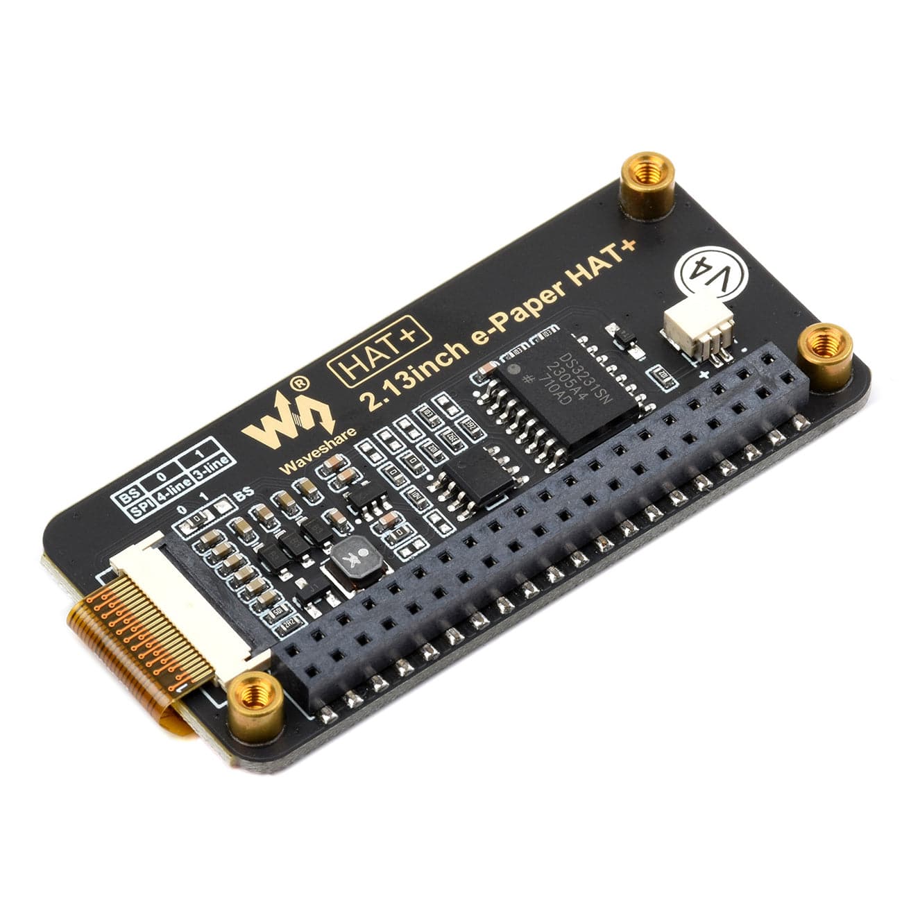 2.13" E-Paper HAT+ for Raspberry Pi (Black/White) (250x122) by Waveshare - The Pi Hut