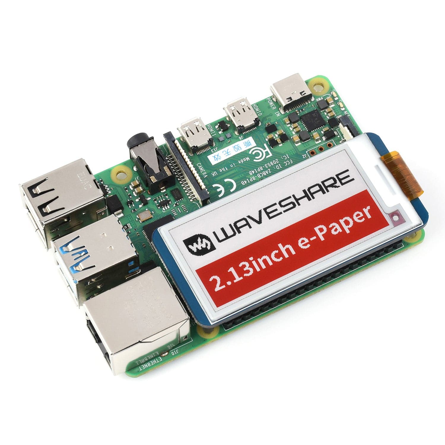 2.13" ePaper Display HAT B - Red/Black/White (250x122) by Waveshare - The Pi Hut