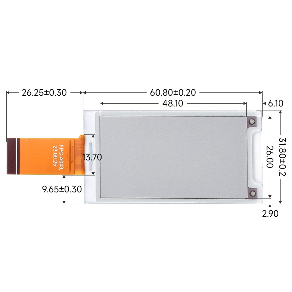 2.15" E-Paper Raw Display Panel (296 x 160)