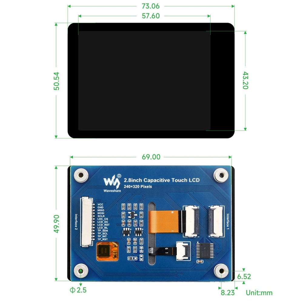 2.8" TFT LCD Display Module with Touch Panel (240 x 320)