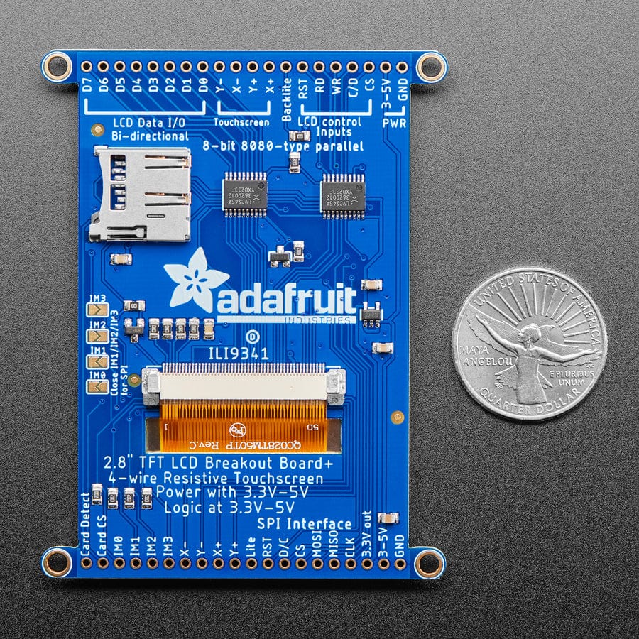 2.8" TFT LCD with Touchscreen Breakout Board with MicroSD Socket (ILI9341) - The Pi Hut