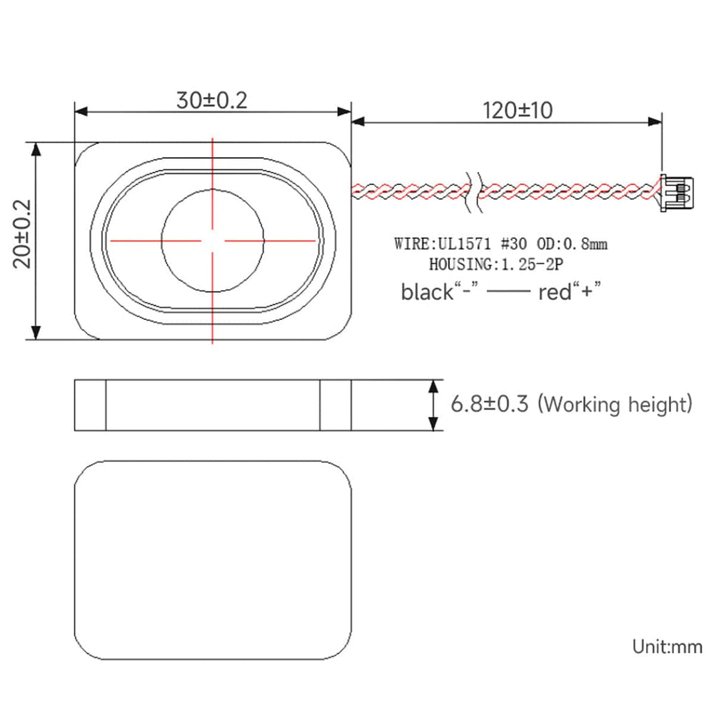 20 x 30mm Cavity Speaker (B) with PH1.25 Connector (8Ω 2W)