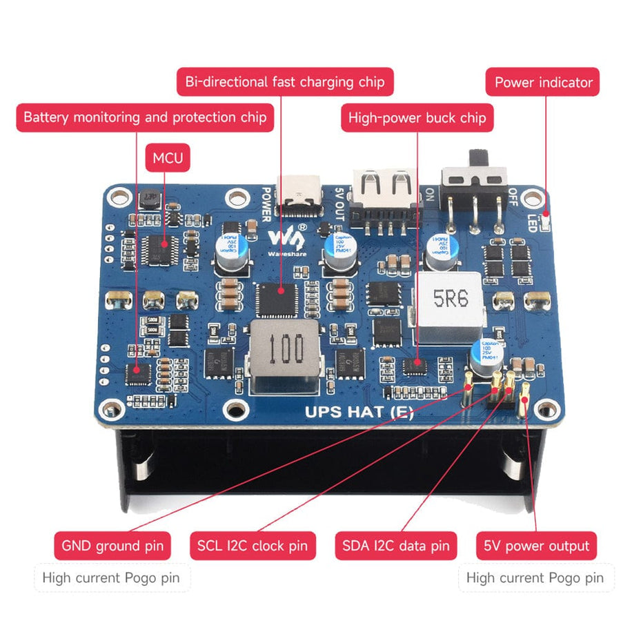 21700 UPS HAT (E) for Raspberry Pi 5/4/3 - The Pi Hut