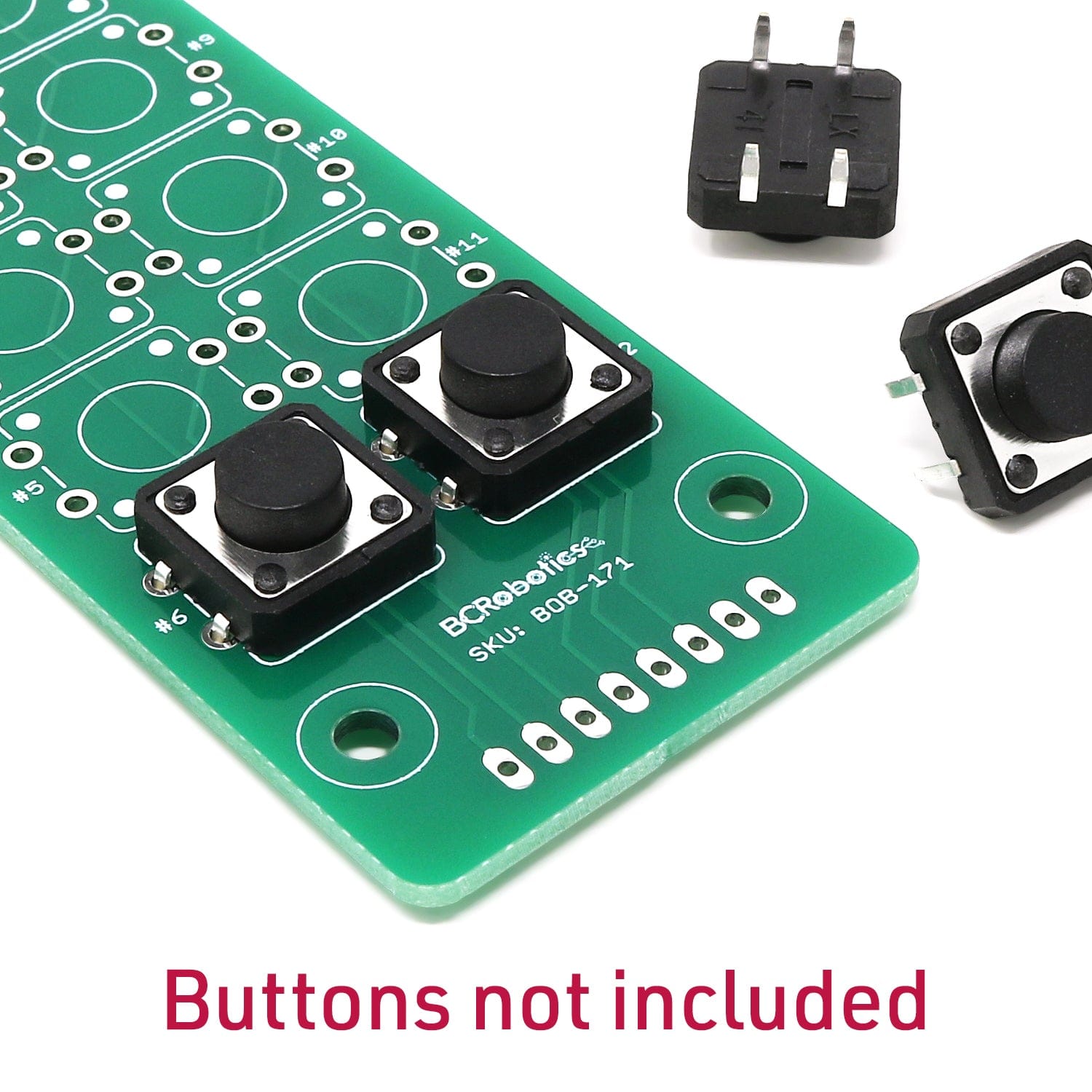 2x6 Tactile Button Breakout - Narrow by BCRobotics - The Pi Hut