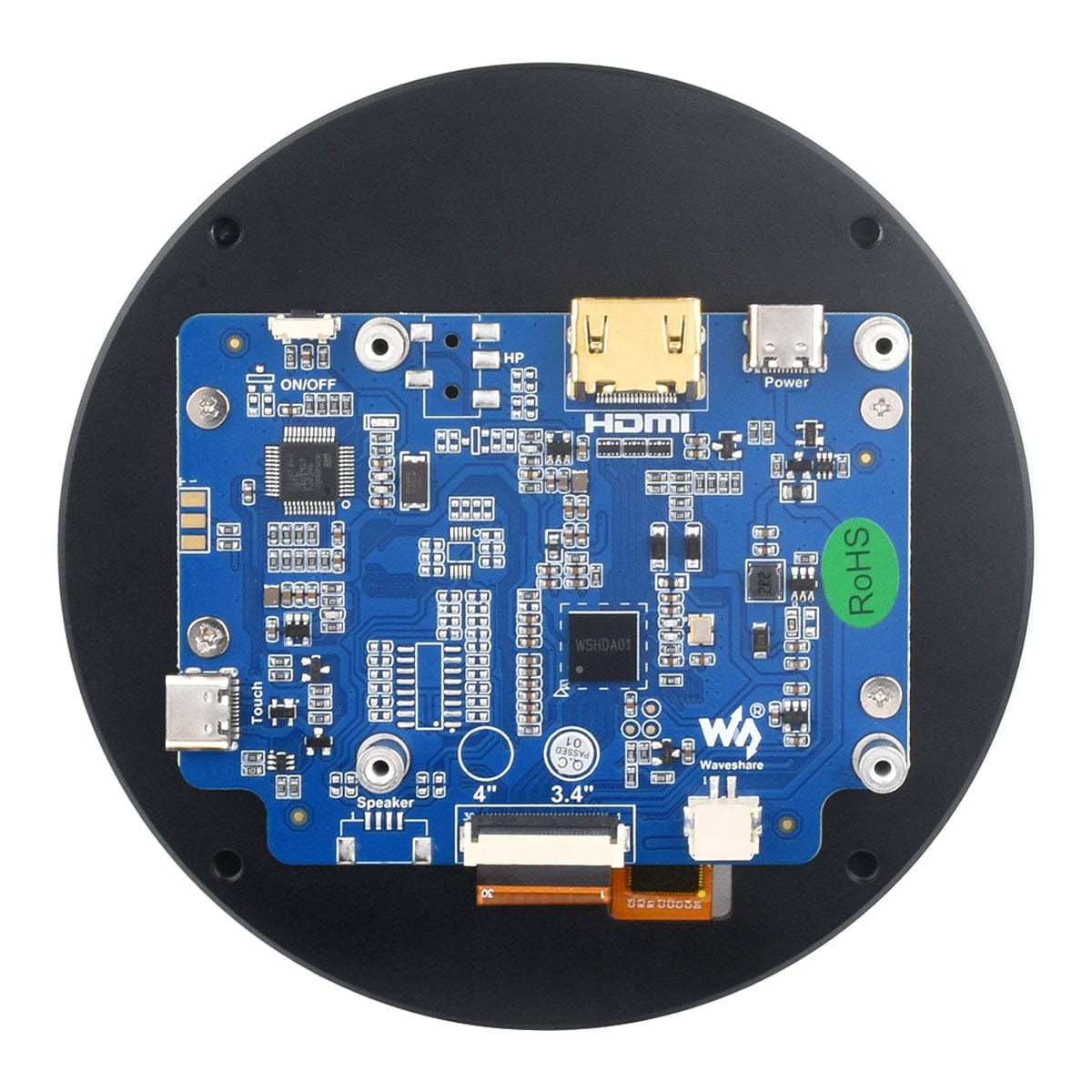 3.4" HDMI Round Touch Display for Raspberry Pi (800x800)