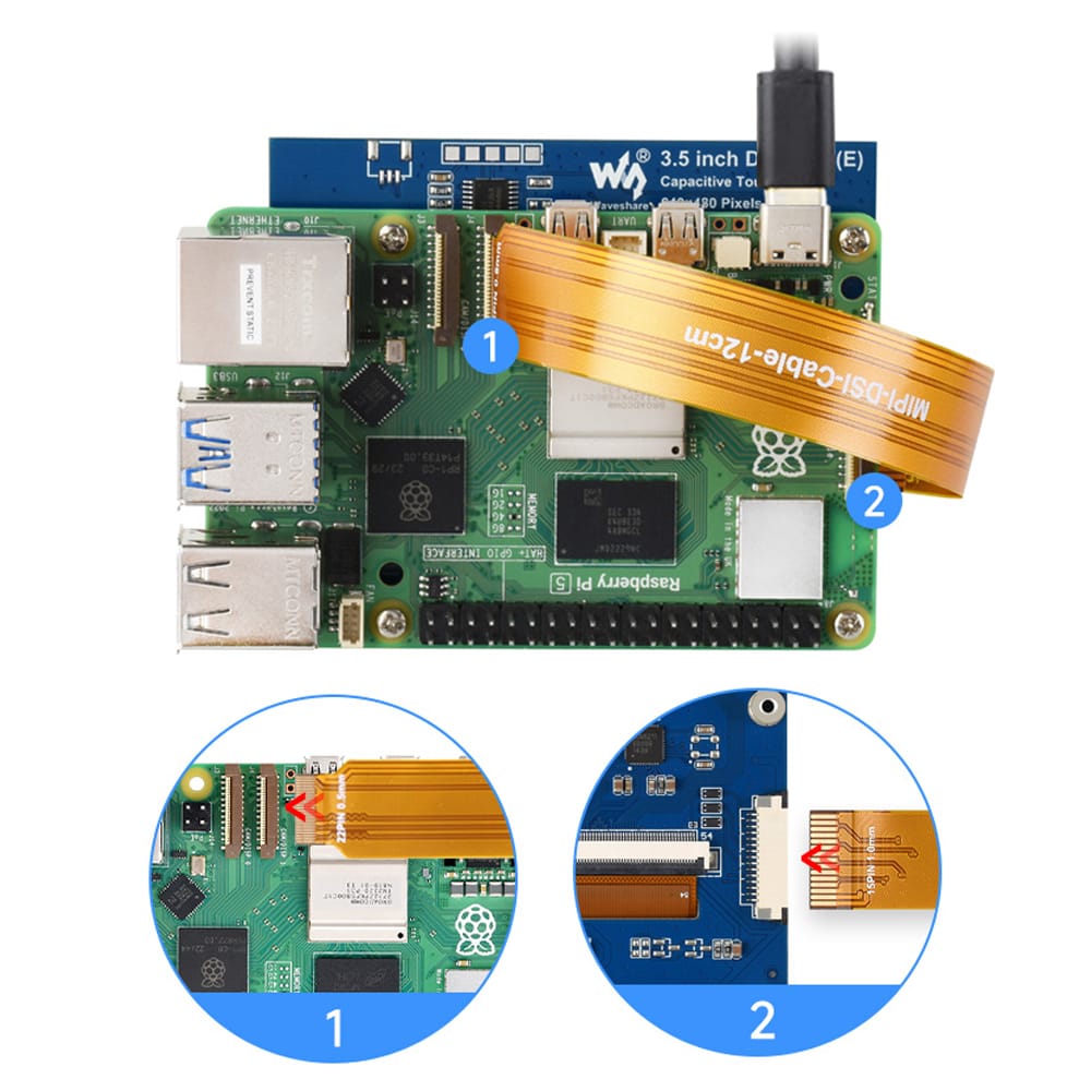 3.5" DSI Capacitive Touch Display for Raspberry Pi (640x480) by Waveshare - The Pi Hut