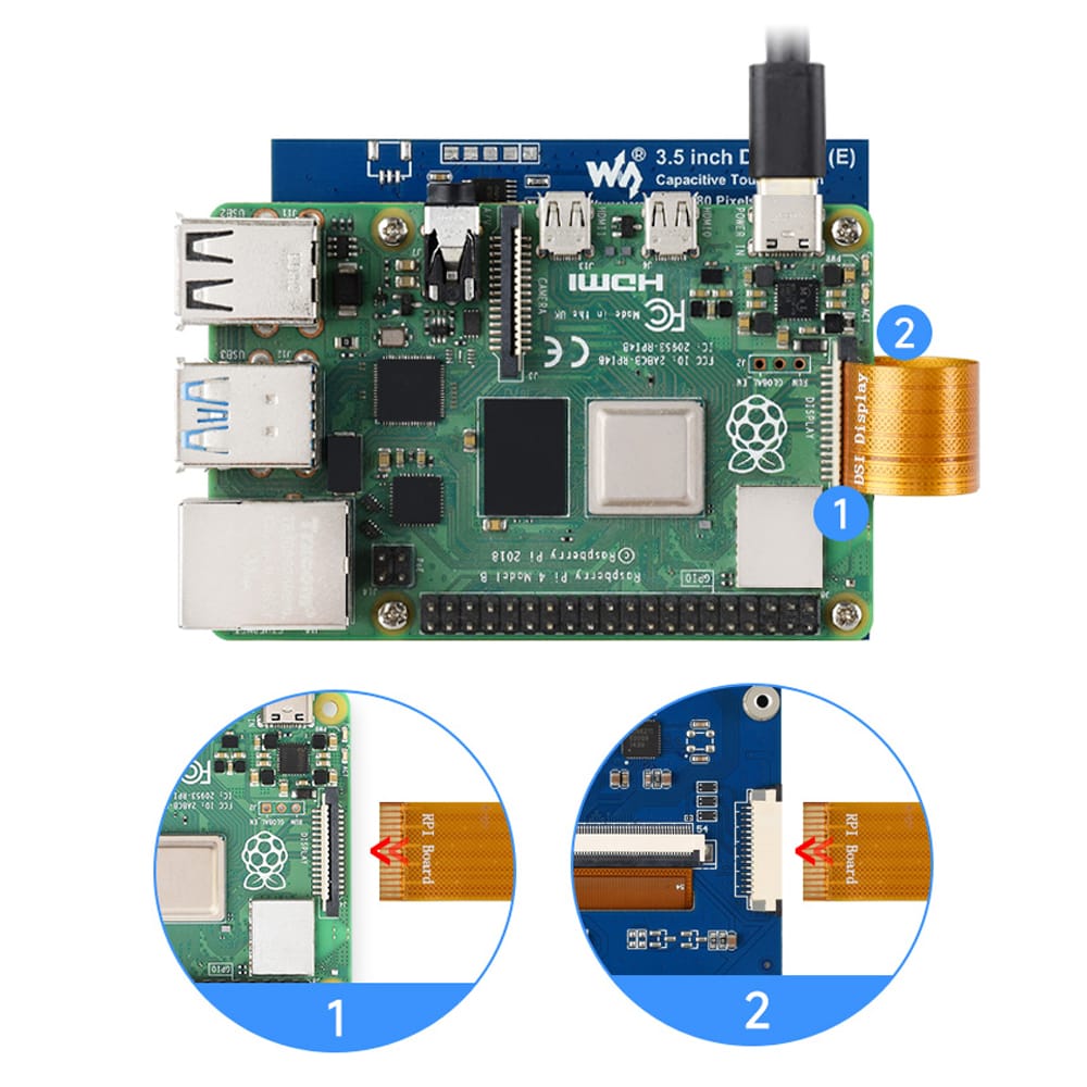 3.5" DSI Capacitive Touch Display for Raspberry Pi (640x480) by Waveshare - The Pi Hut