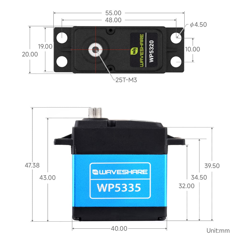 35kg.cm Steel Gear High-Torque 180° Digital Servo by Waveshare - The Pi Hut