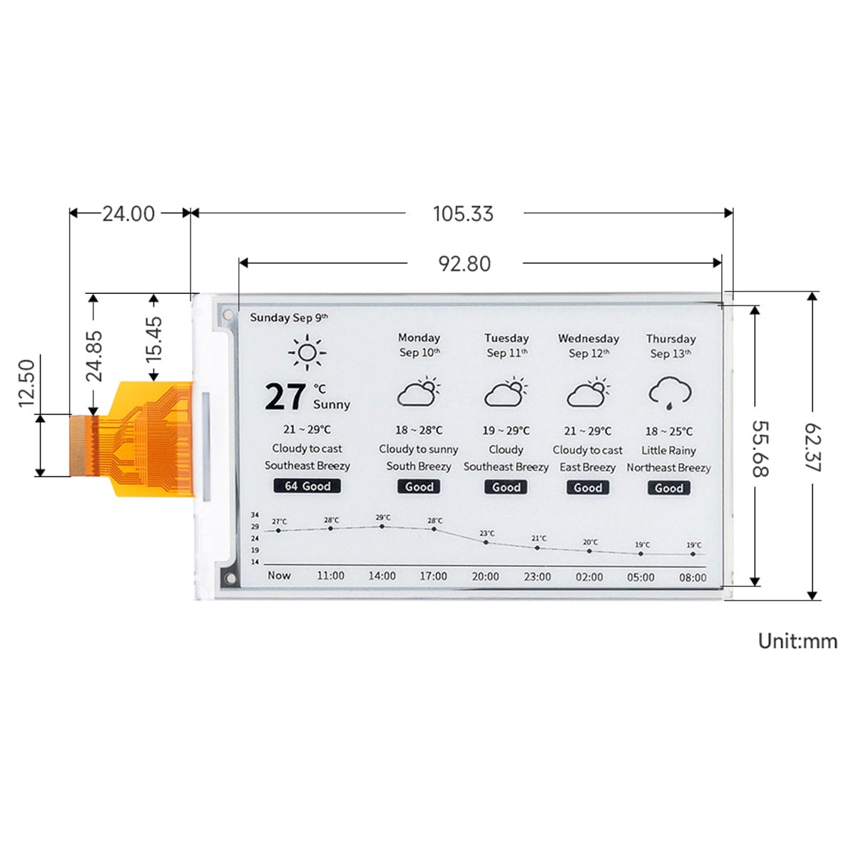 4.26" E-Paper Raw Display Panel (800x480) - The Pi Hut