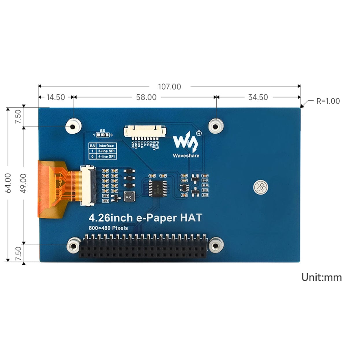 4.26" E-Paper Display HAT (800x480) - The Pi Hut