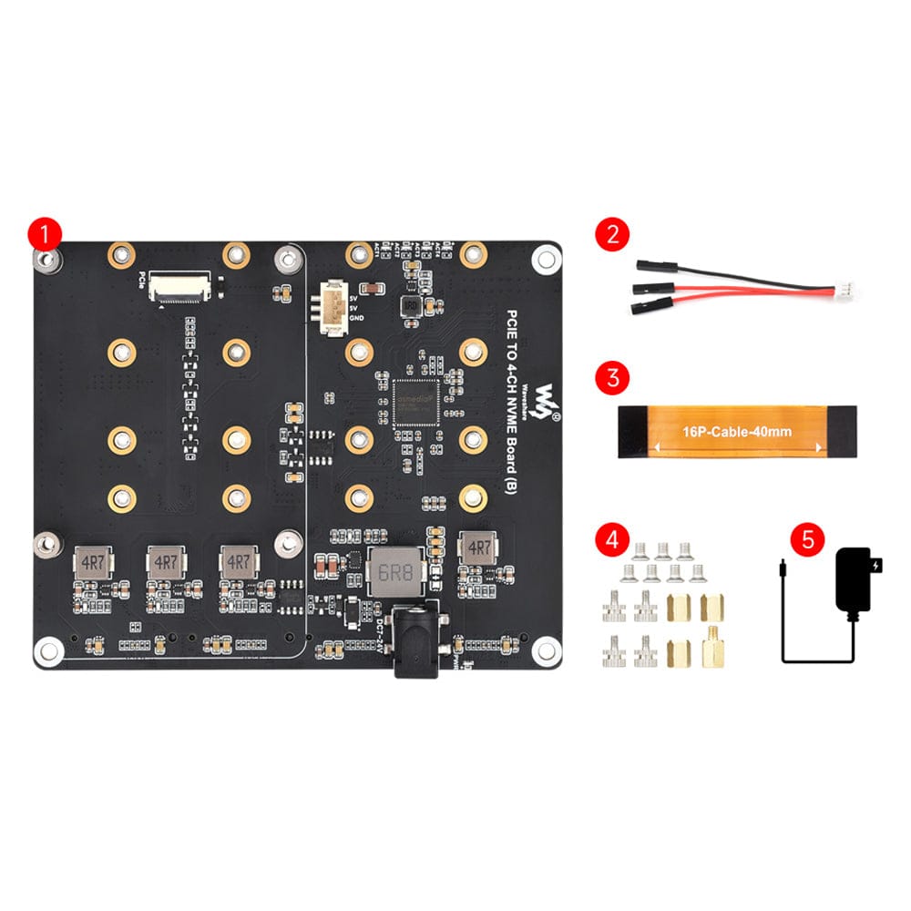 4-Channel M.2 Adapter for Raspberry Pi 5 by Waveshare - The Pi Hut