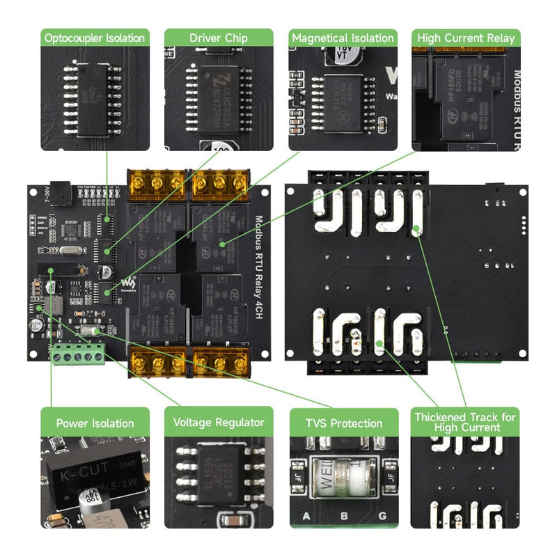 4-Channel Modbus RTU Relay Module with RS-485 Interface - The Pi Hut