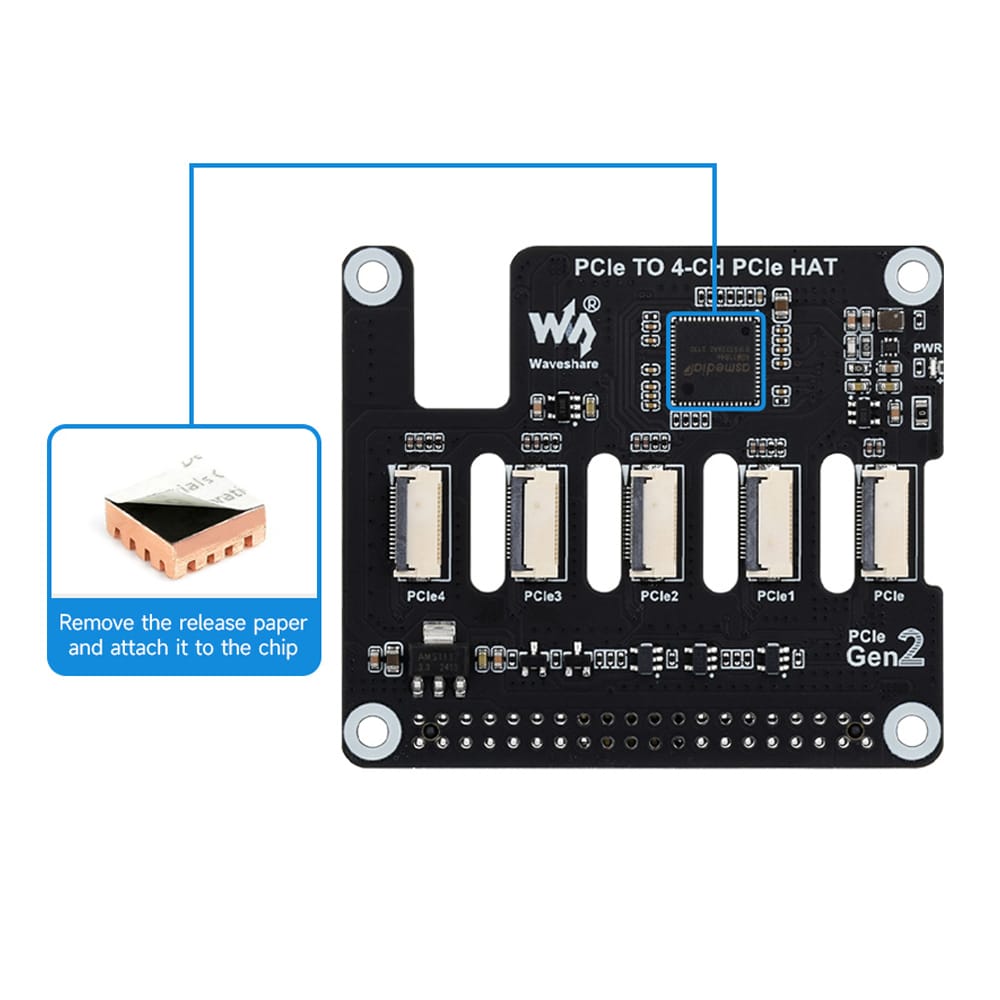 4-Channel PCIe Expander HAT for Raspberry Pi 5 by Waveshare - The Pi Hut