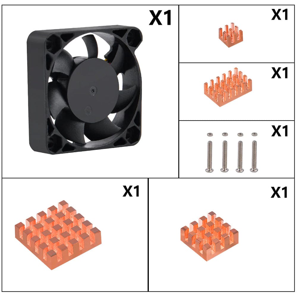 4010 Black Cooler Fan With Heatsinks For Raspberry Pi 5 - The Pi Hut