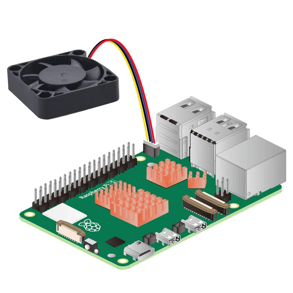 4010 Black Cooler Fan With Heatsinks For Raspberry Pi 5 - The Pi Hut