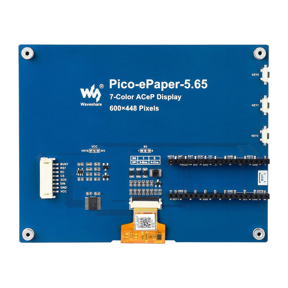 5.65" ACeP 7-Colour E-Paper Display Module for Raspberry Pi Pico - The Pi Hut