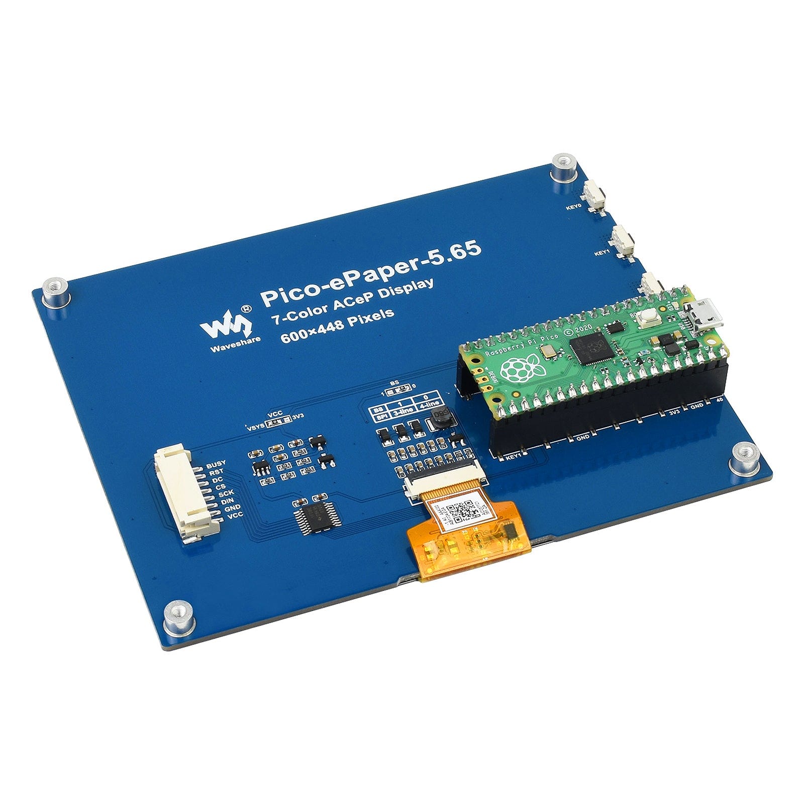 5.65" ACeP 7-Colour E-Paper Display Module for Raspberry Pi Pico - The Pi Hut