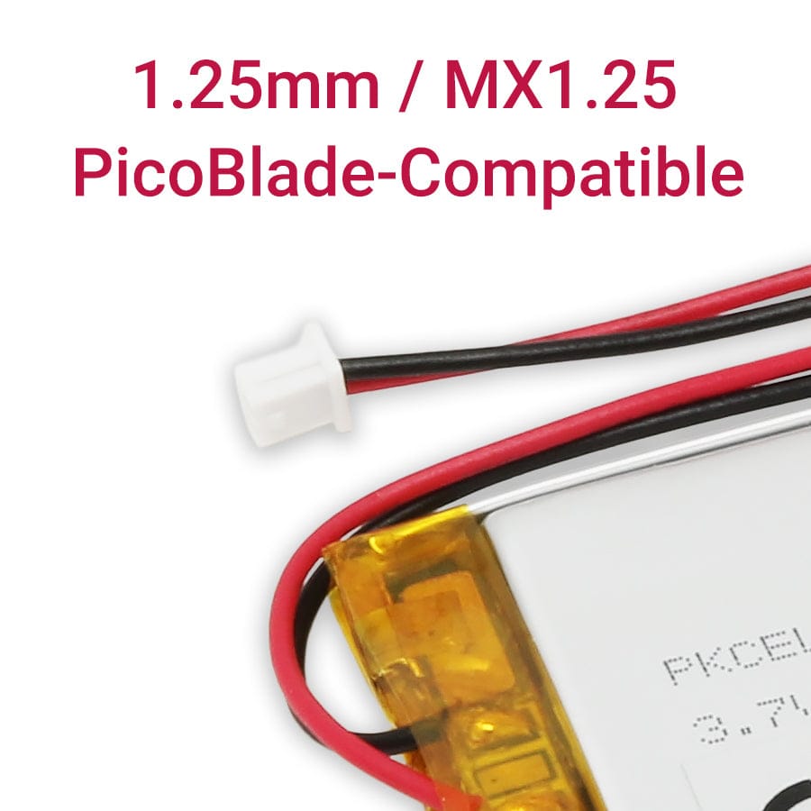 500mAh 3.7V LiPo Battery - 1.25mm PicoBlade Connector by PKCell - The Pi Hut