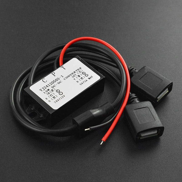 MZHOU Convertisseur DC 8V-32V Vers 5V 3A Dual USB - Module Étanche IP67 Avec Fusible - Pour Voiture, Camion, DIY