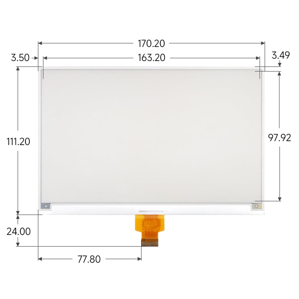 7.5" ePaper Display Raw Panel - Red/Yellow/Black/White (800x480) by Waveshare - The Pi Hut