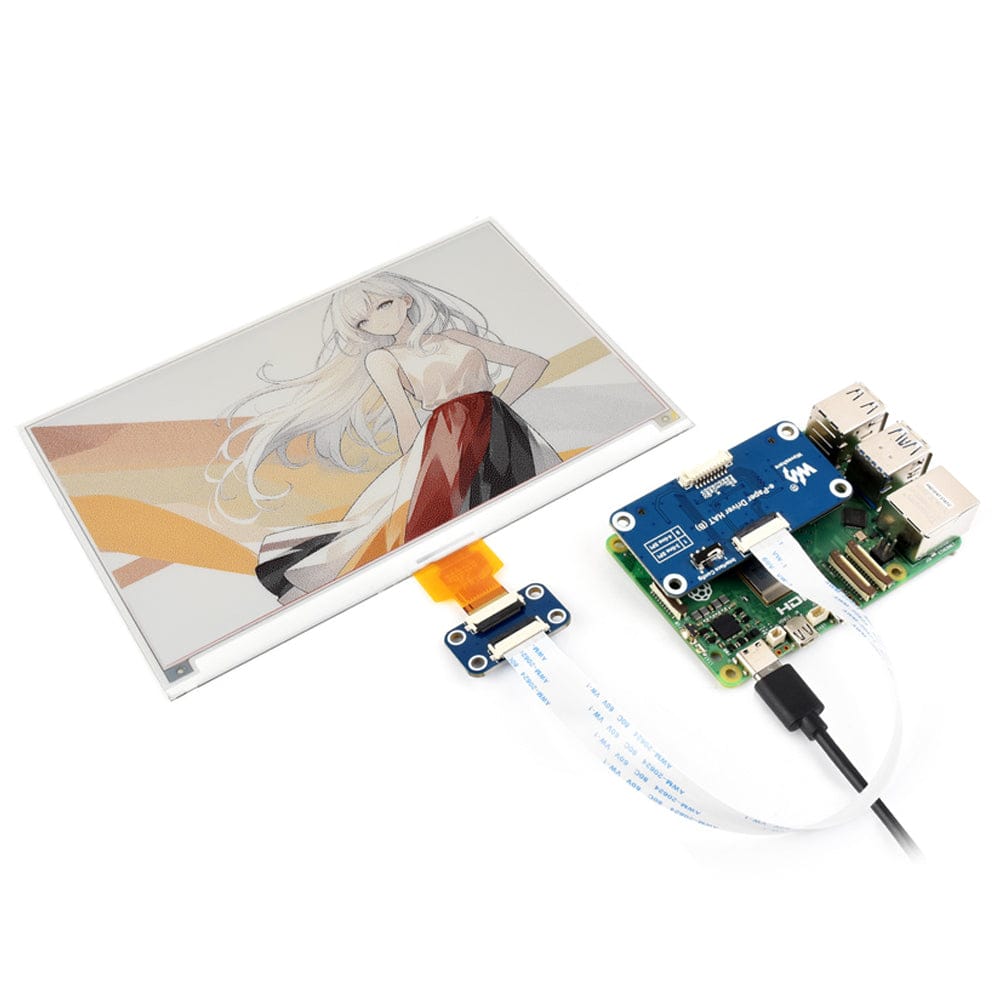 7.5" Four-Colour ePaper Display (H) with Driver HAT for Raspberry Pi by Waveshare - The Pi Hut