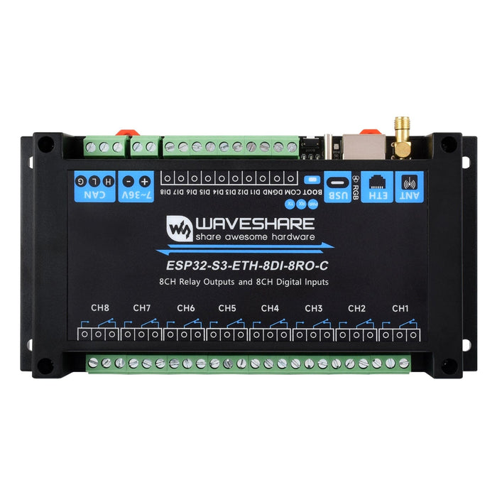 8-Channel ESP32-S3 Wi-Fi Relay Module with CAN Interface - The Pi Hut