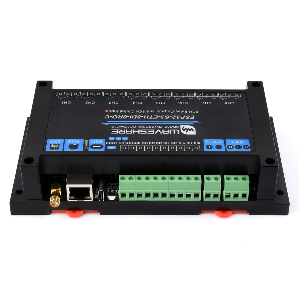 8-Channel ESP32-S3 Wi-Fi Relay Module with CAN Interface by Waveshare - The Pi Hut