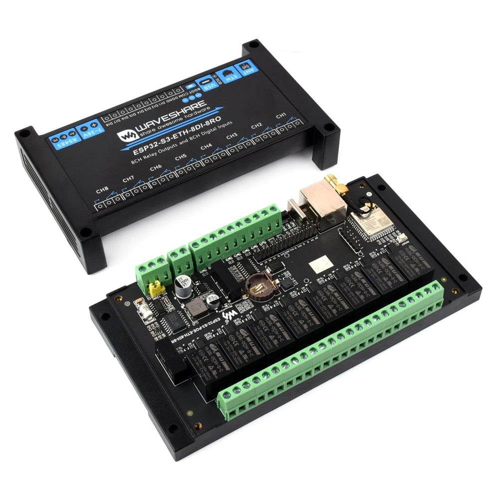 8-Channel ESP32-S3 WiFi Relay Module with RS485 (PoE Option) by Waveshare - The Pi Hut