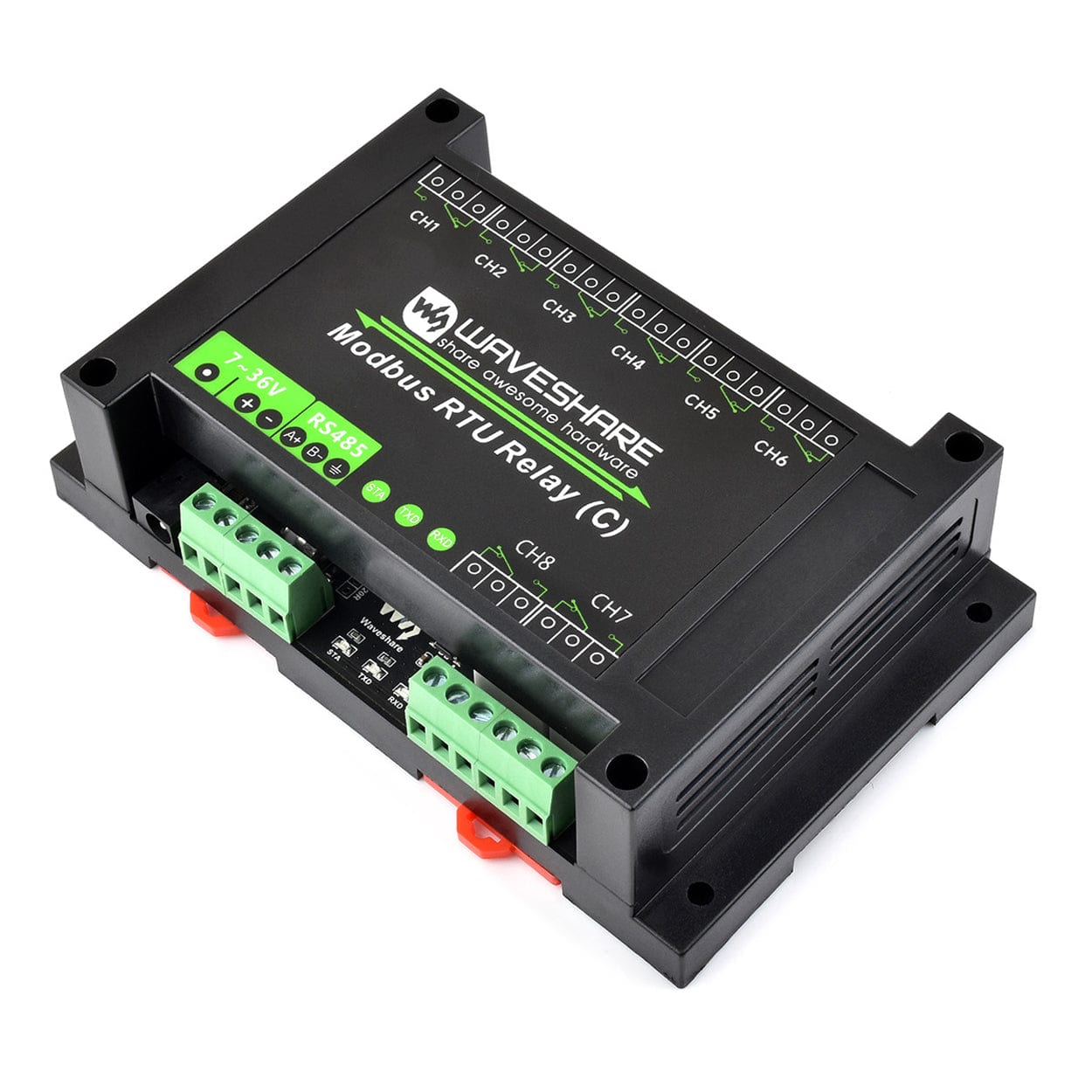 8-Channel Modbus RTU Latching Relay Module (C) with RS-485 Interface by Waveshare - The Pi Hut